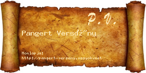 Pangert Versény névjegykártya
